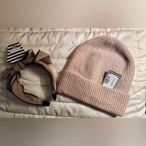 Alexa Bendel Beanie and Tan Headband Set